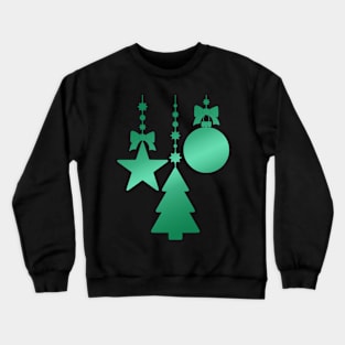 Minimal Christmas Tree Ornaments Green Gradient Crewneck Sweatshirt